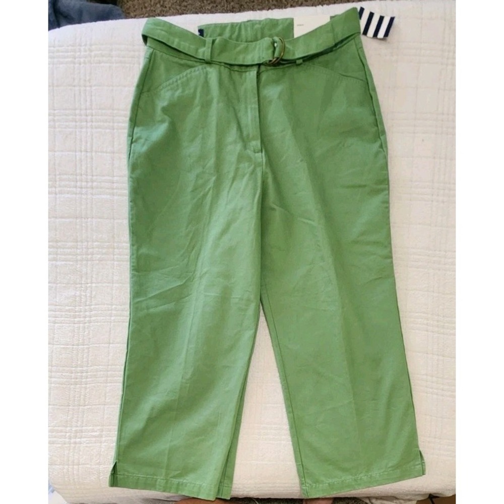 Lands‎ End Twill Chino Crop Green Pants Women's Misses Natural Fit Size 10 NWT